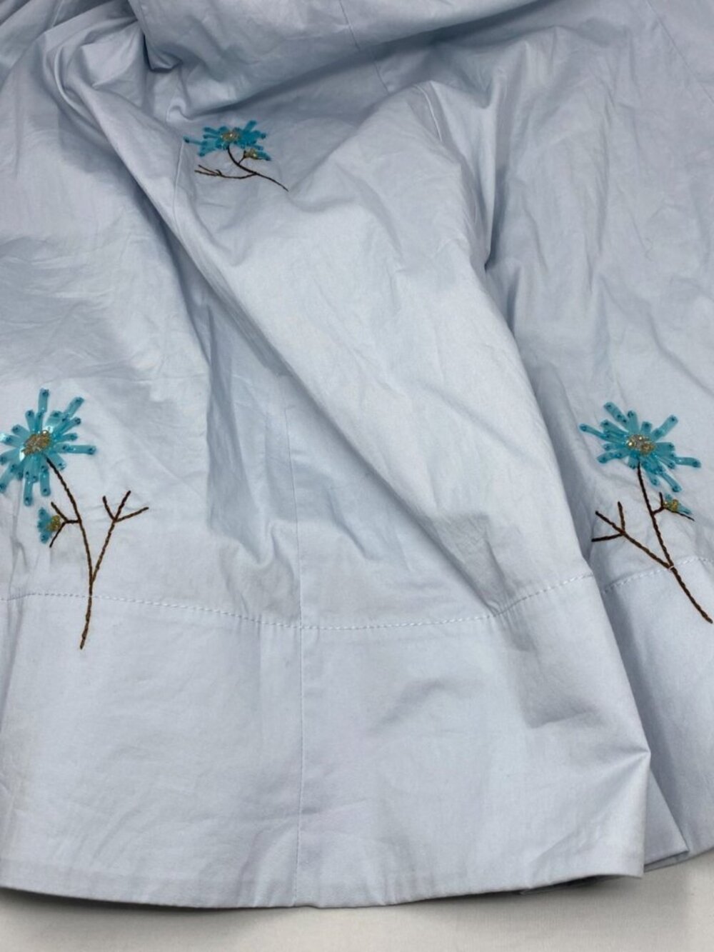 Staud Wylie Light Blue Embellished Poplin Midi Dress 0 - Picture 8 of 16